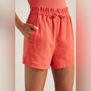 Jachs Girlfriend New York, Size M, Orange Linen Blend shorts, drawstring waist
